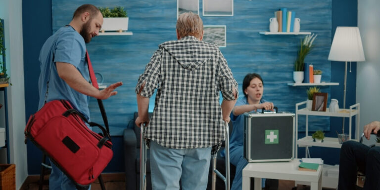 Nursing Staff Responding Quickly to Medical Emergency at Assisted Living Facility